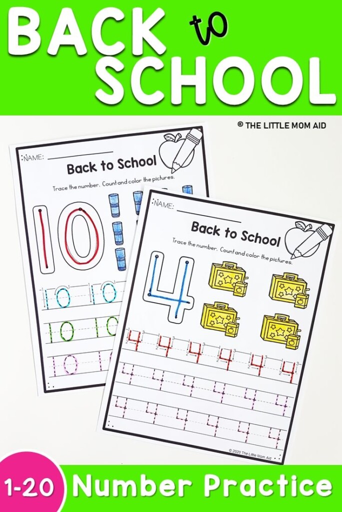 Back To School Numbers 1 20 Worksheets Kindergarten Resources 