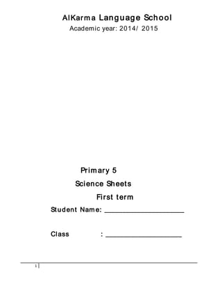 1 Science Booklet Sheets P5 2015 PDF