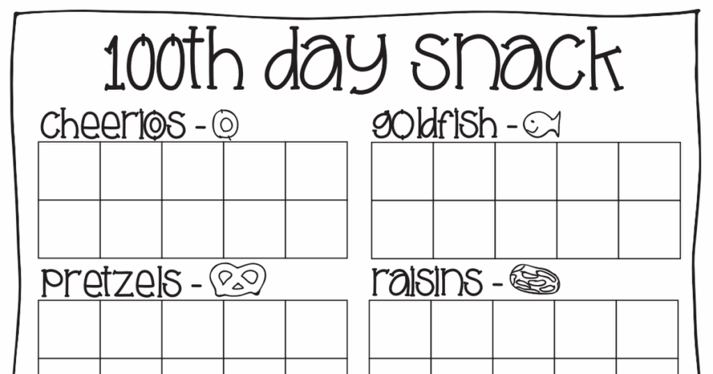 100 Day Snack pdf 100 Days Of School 100th Day Of School Crafts 