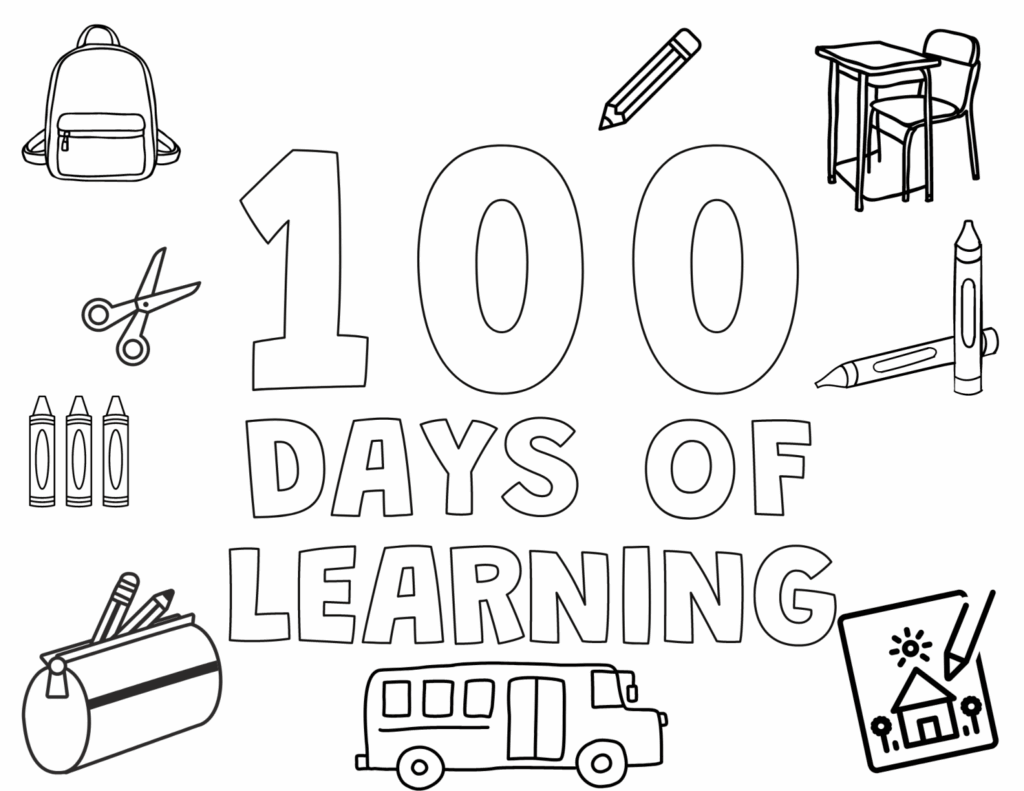 100 Days Of School Coloring Pages Free Printables Seeing Dandy Blog