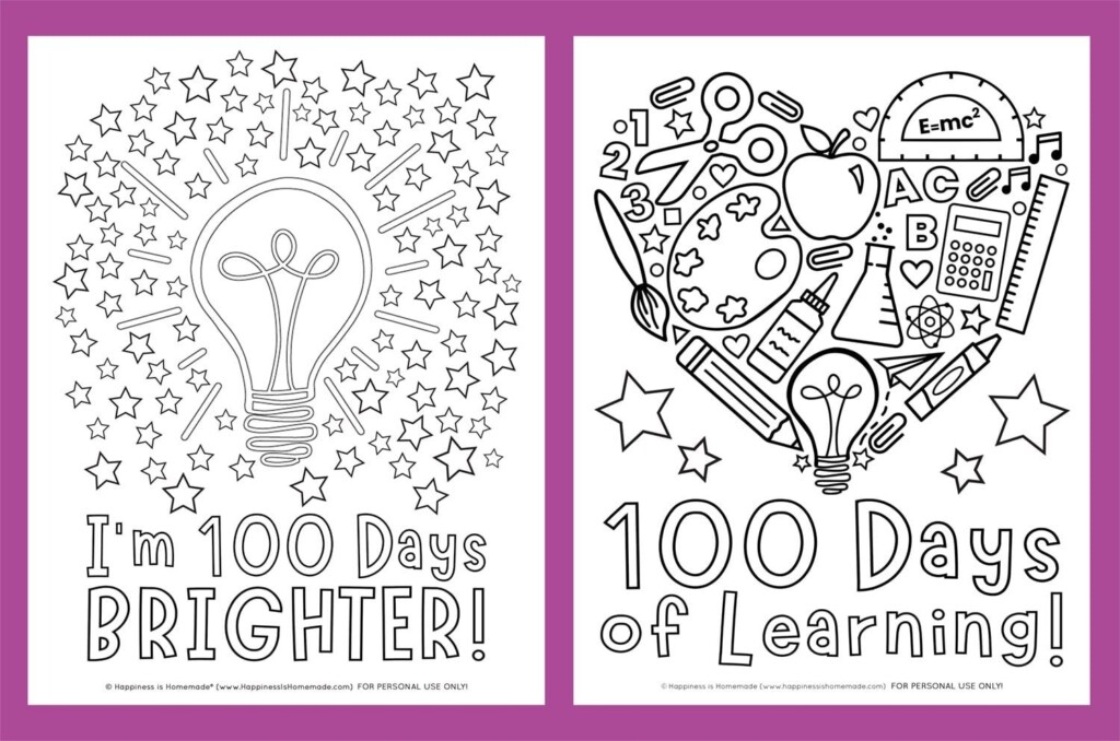 100 Days Of School Coloring Pages Printables In 2022 School 