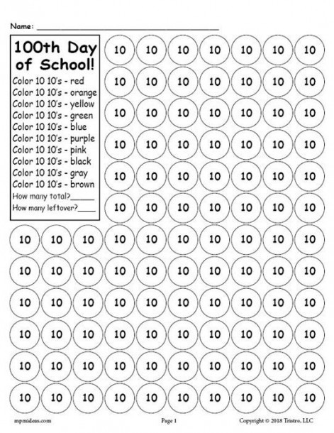 100 Days Of School Worksheets For Middle Schol Students