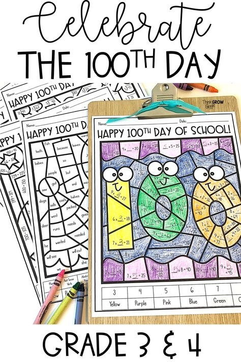 100th Day Of School Activities Color By Number Math Activities 100 