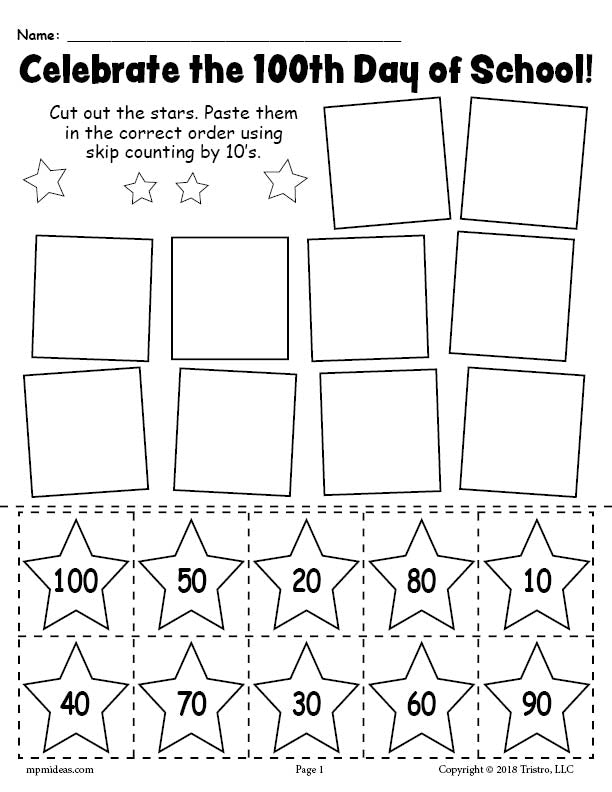 100th Day Of School Activities Printables FIRST AND SECOND GRADE 