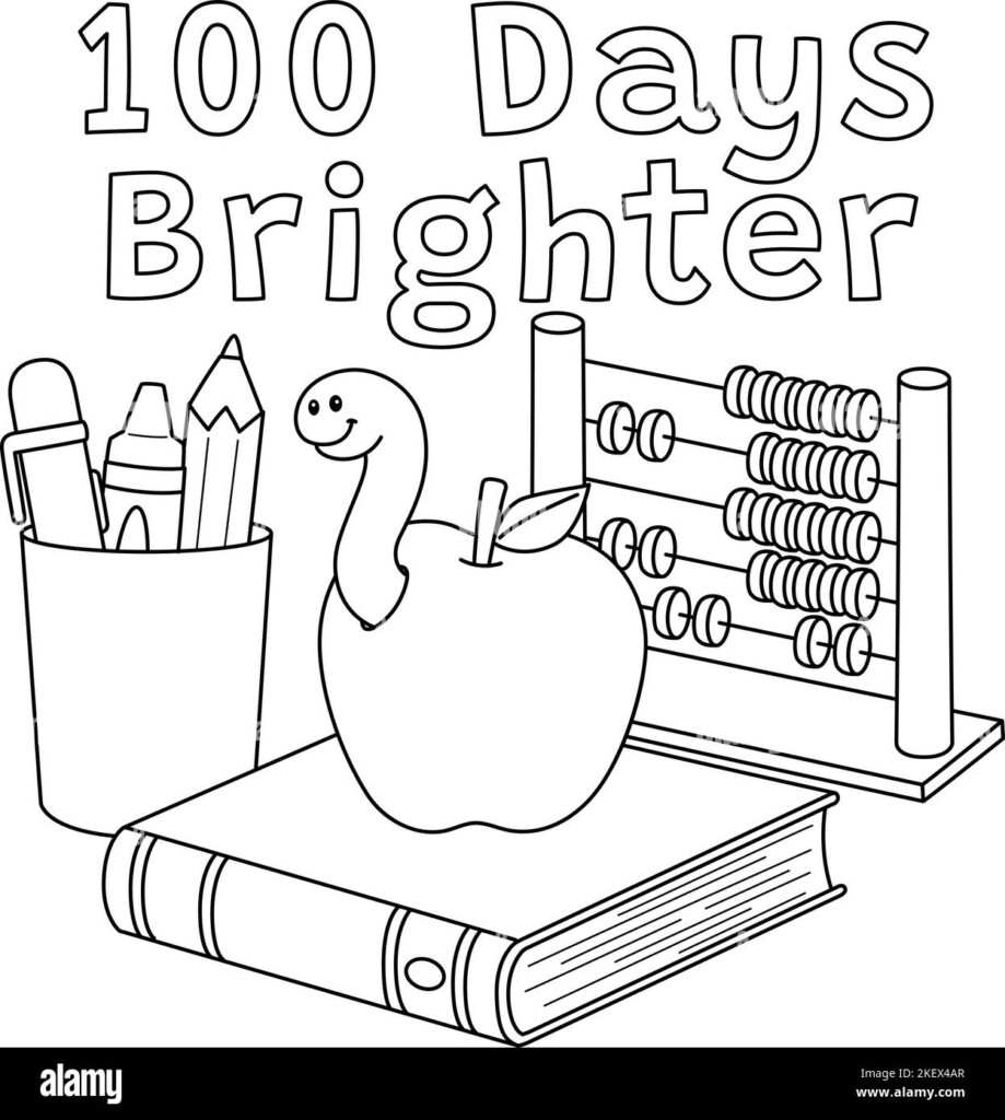 100th Day Of School Brighter Coloring Page Stock Vector Image Art Alamy