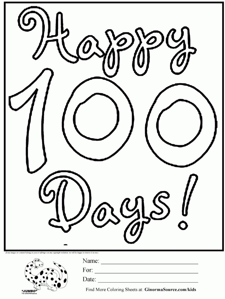 100th Day Of School Coloring Pages Free Coloring Home