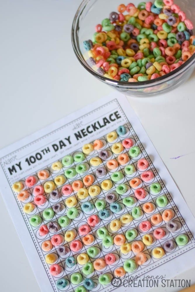100th Day Of School Fruit Loop Necklace Activity