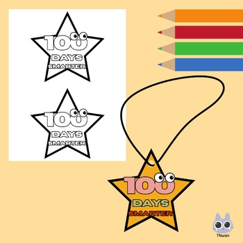100th Day Of School Necklace Star Craft Coloring Activities printable 