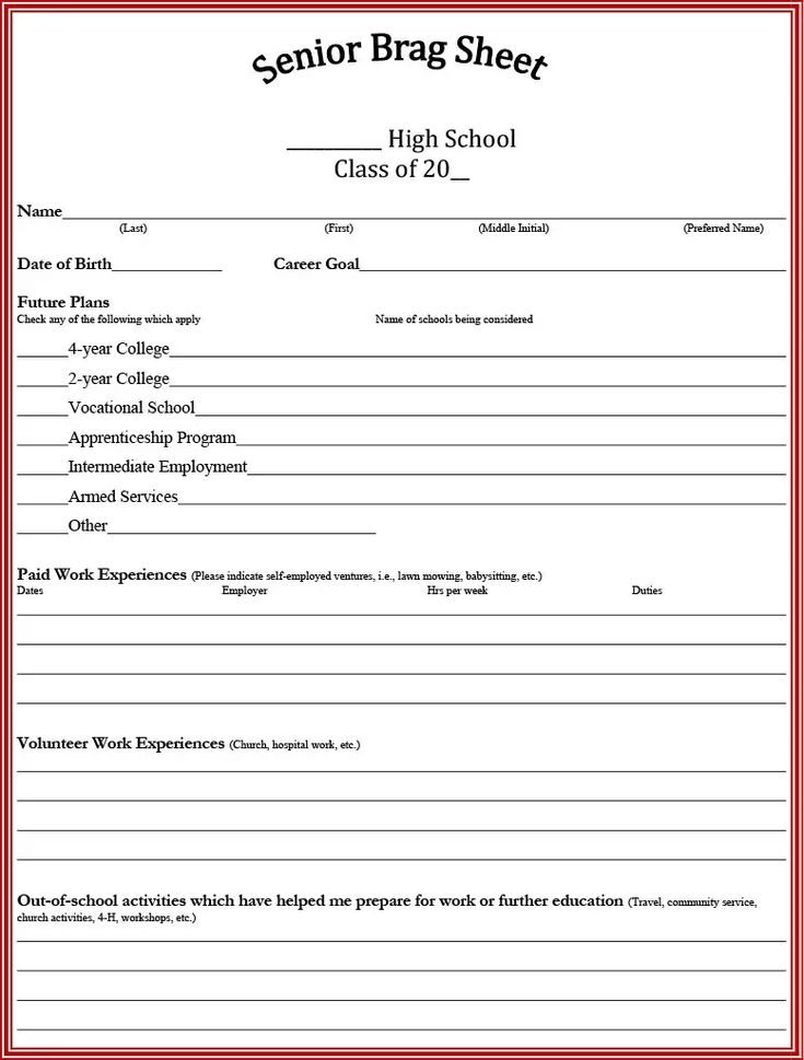 11 Brag Sheet Templates Examples Realia Project