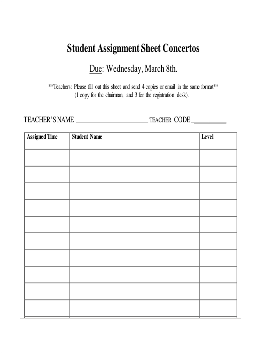 12 Assignment Sheet Examples To Download