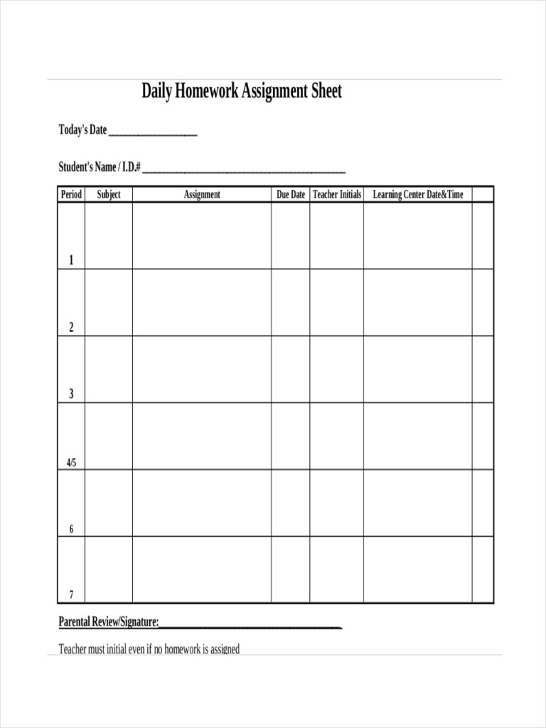 12 Assignment Sheet Examples To Download