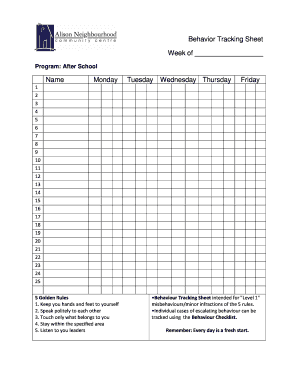12 Printable Behavior Tracking Sheet Pdf Forms And Templates Fillable 