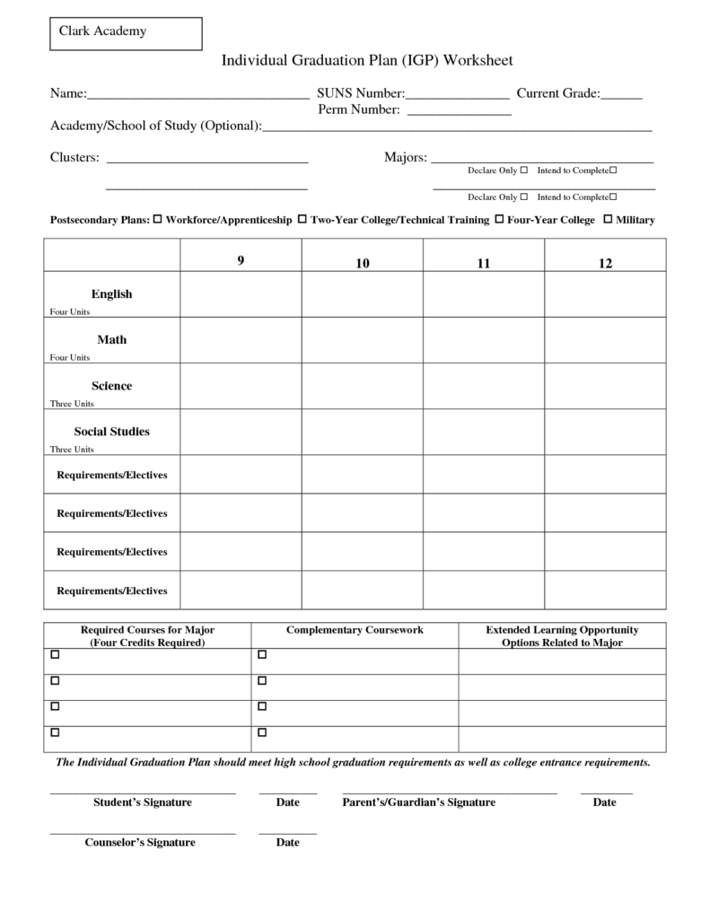 13 Best Images Of High School Planning Worksheet High School Career 