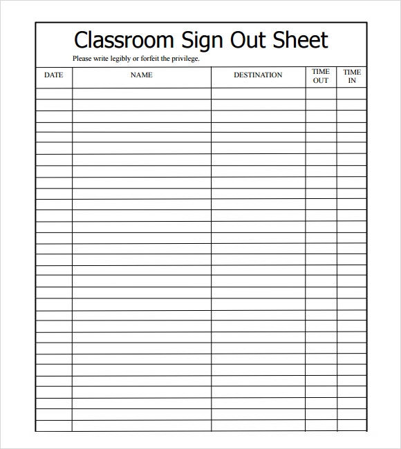 13 Sign Out Sheet Templates PDF Word Excel Sample Templates