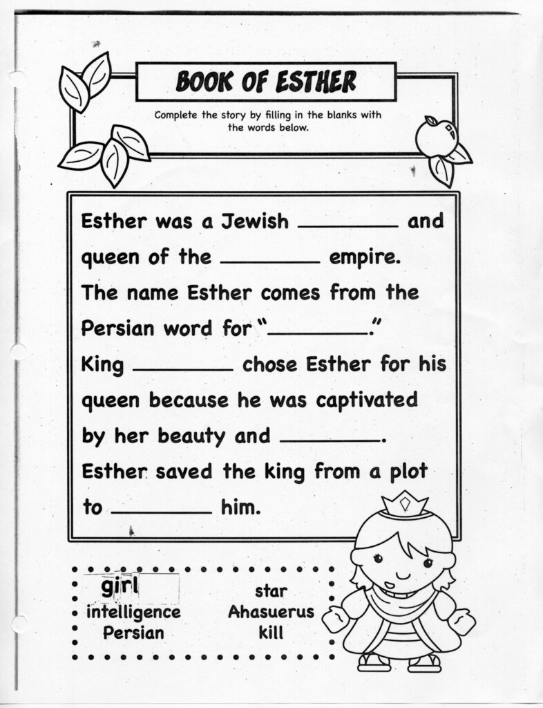14 Best Images Of Free Bible Activity Worksheets Esther Bible Study 