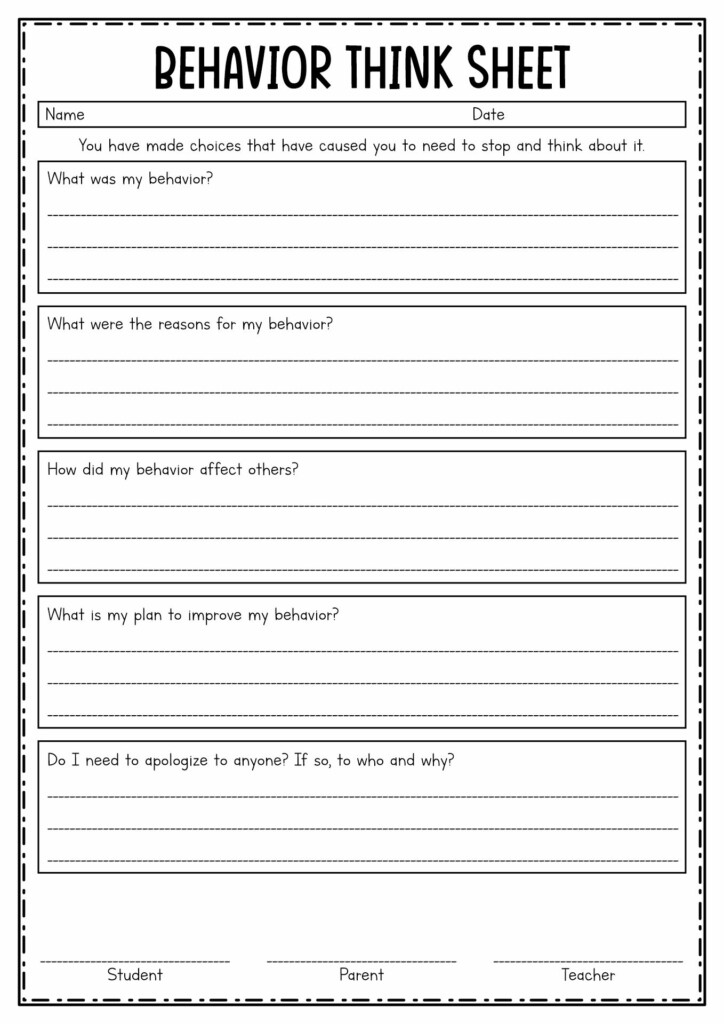 16 Best Images Of Think Sheet Behavior Worksheets Student Behavior 