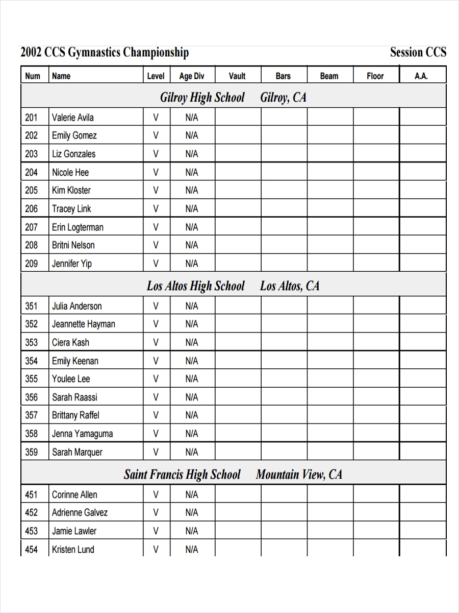 17 Score Sheet Examples To Download