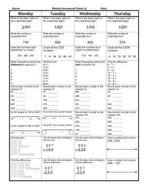 18 Printable Weekly Assignment Sheet Forms And Templates Fillable 