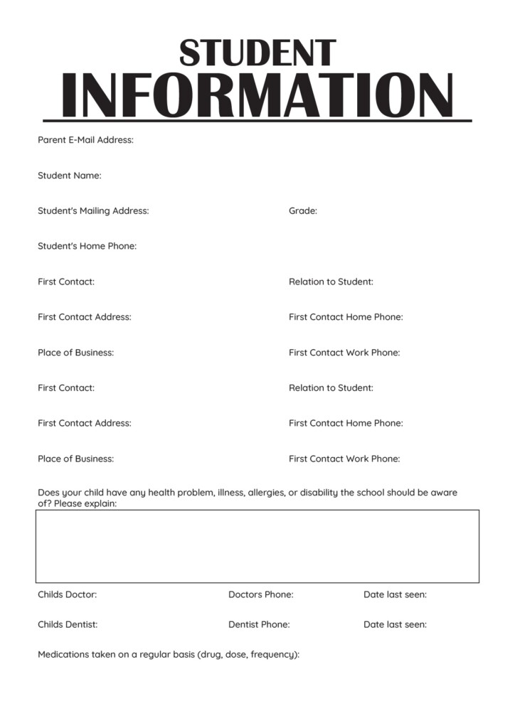 19 High School Student Information Worksheet Free PDF At Worksheeto