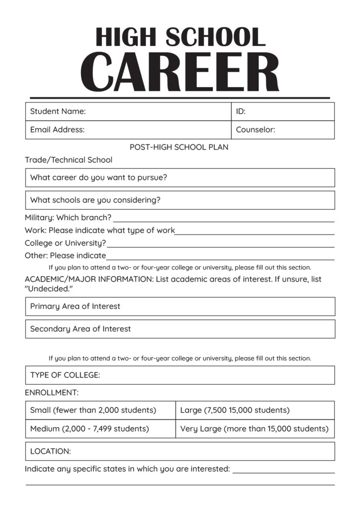19 High School Student Information Worksheet Free PDF At Worksheeto