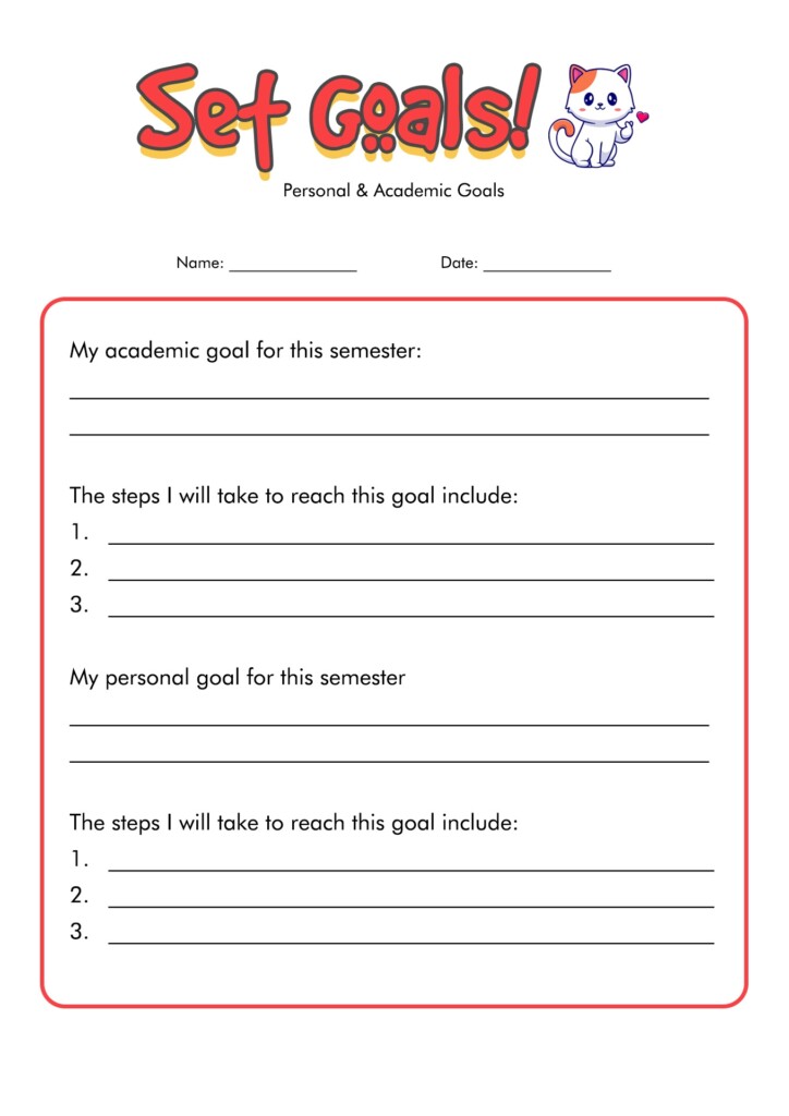 19 Middle School Student Goals Worksheet Free PDF At Worksheeto