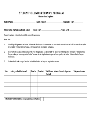 19 Printable Volunteer Hour Sheet High School Forms And Templates 