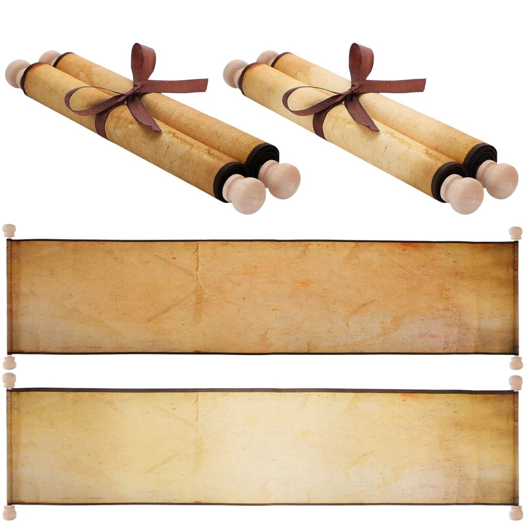 2 Pack Vintage Blank Paper Scrolls Vintage Scroll Paper Wrapped On Wood 