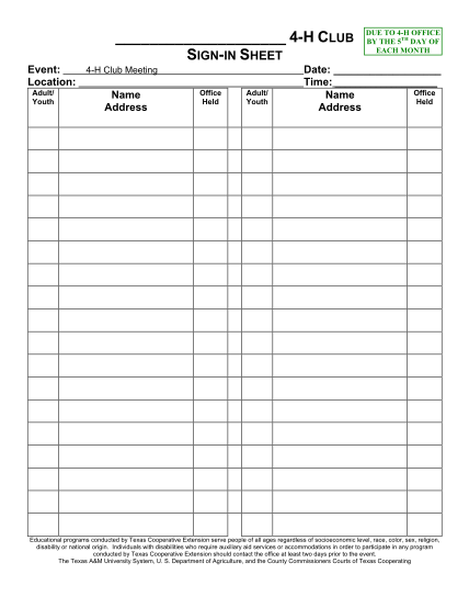 21 Club Sign In Sheet Template Free To Edit Download Print CocoDoc