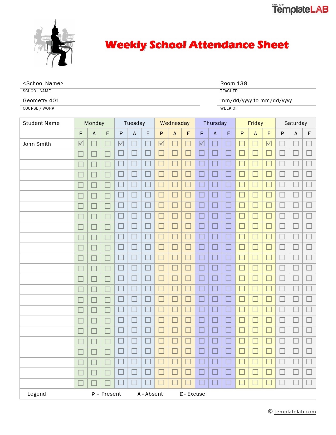23 Free Printable Attendance Sheet Templates Word Excel