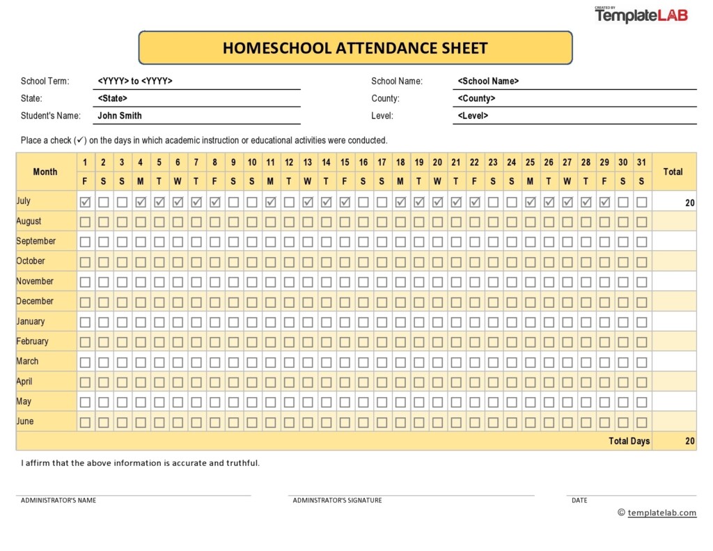 23 Free Printable Attendance Sheet Templates Word Excel 
