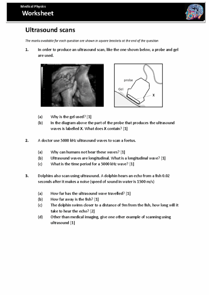 23525 Ultrasound Scans Worksheet Medical Physics Worksheet Ultrasound 
