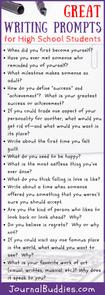 35 Great Writing Prompts For High Schoolers JournalBuddies