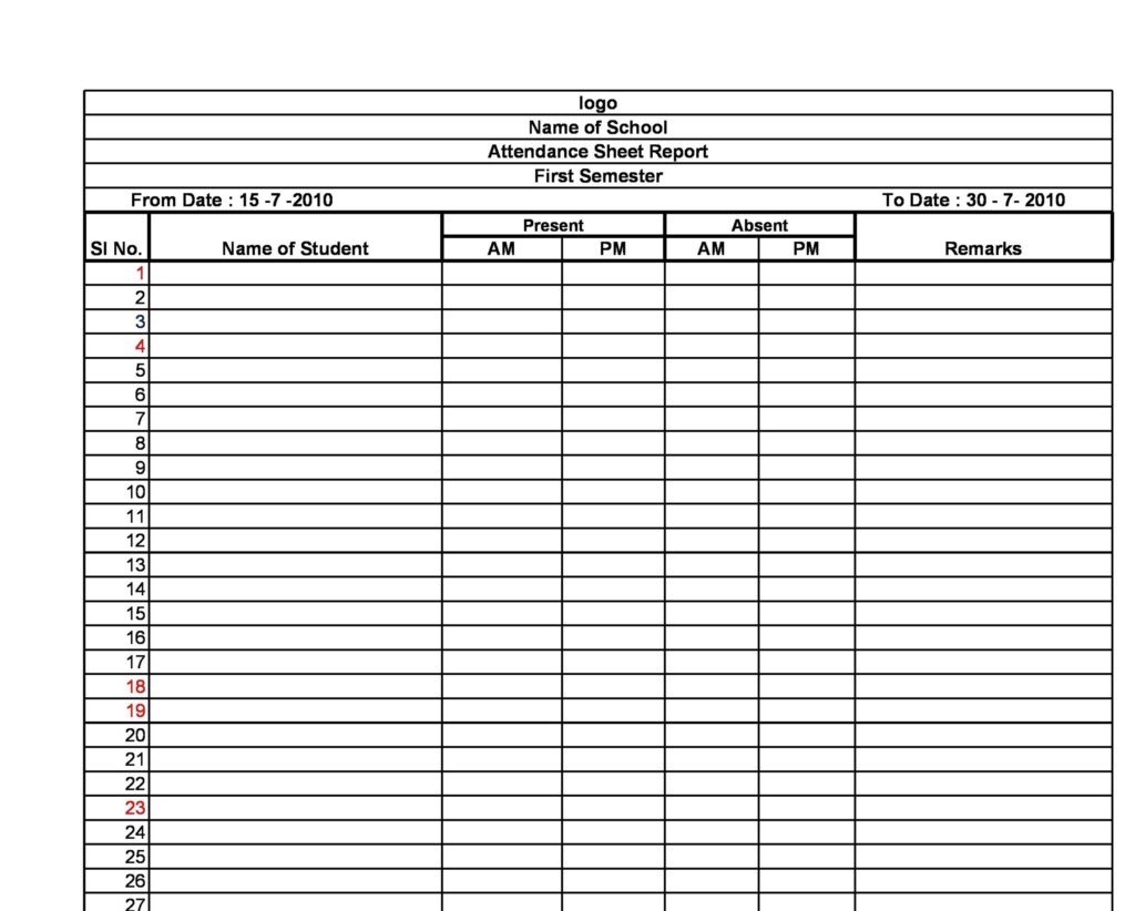 38 Free Printable Attendance Sheet Templates