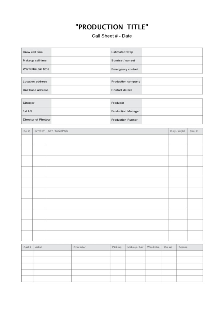 39 Simple Call Sheet Templates FREE TemplateArchive