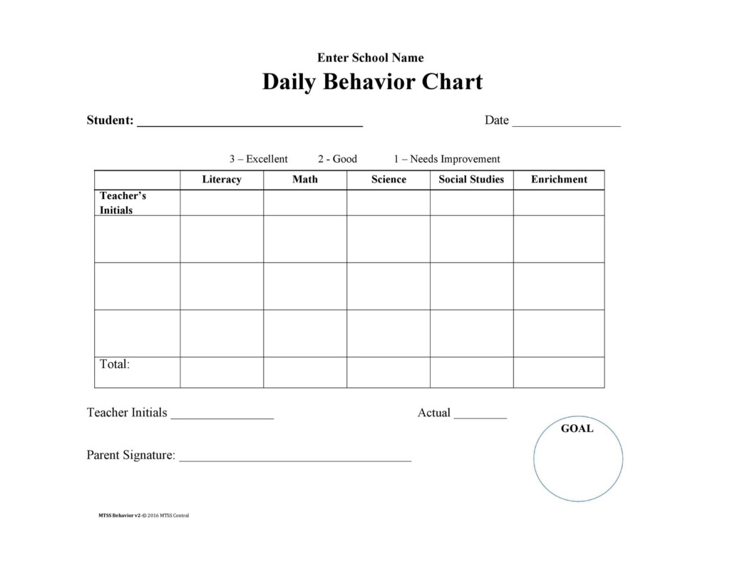 42 Printable Behavior Chart Templates for Kids TemplateLab