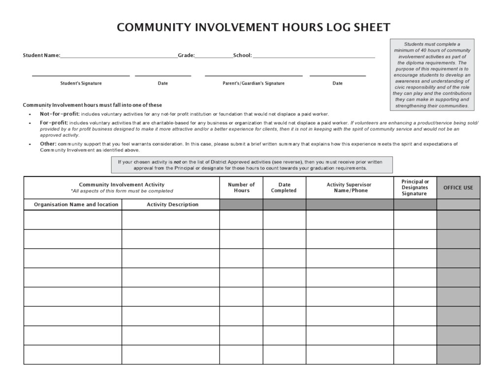 44 Printable Community Service Forms MS Word TemplateLab