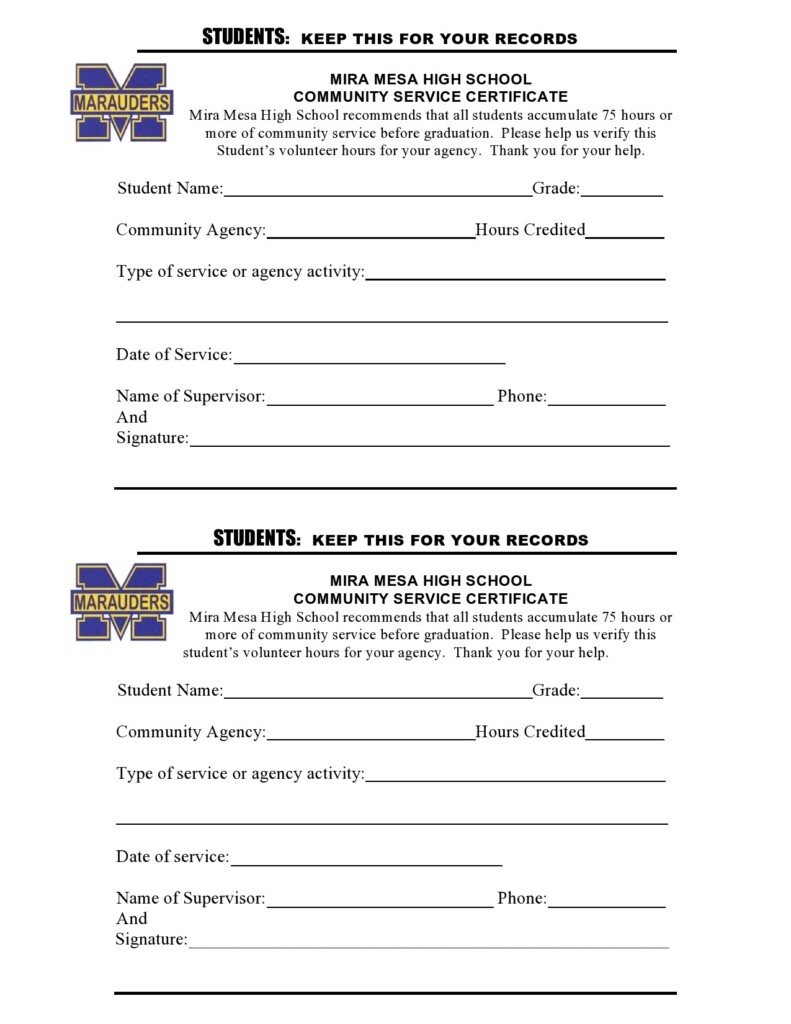 44 Printable Community Service Forms MS Word TemplateLab