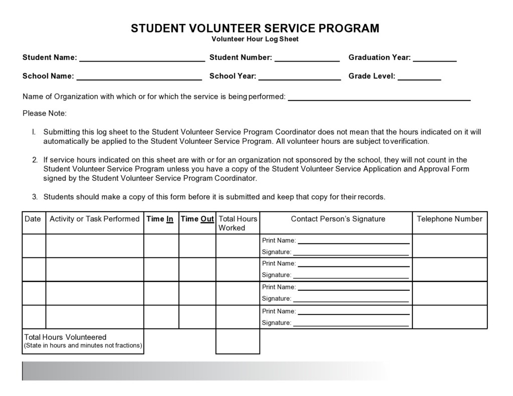 47 Blank Volunteer Hours Log Templates Excel Word 