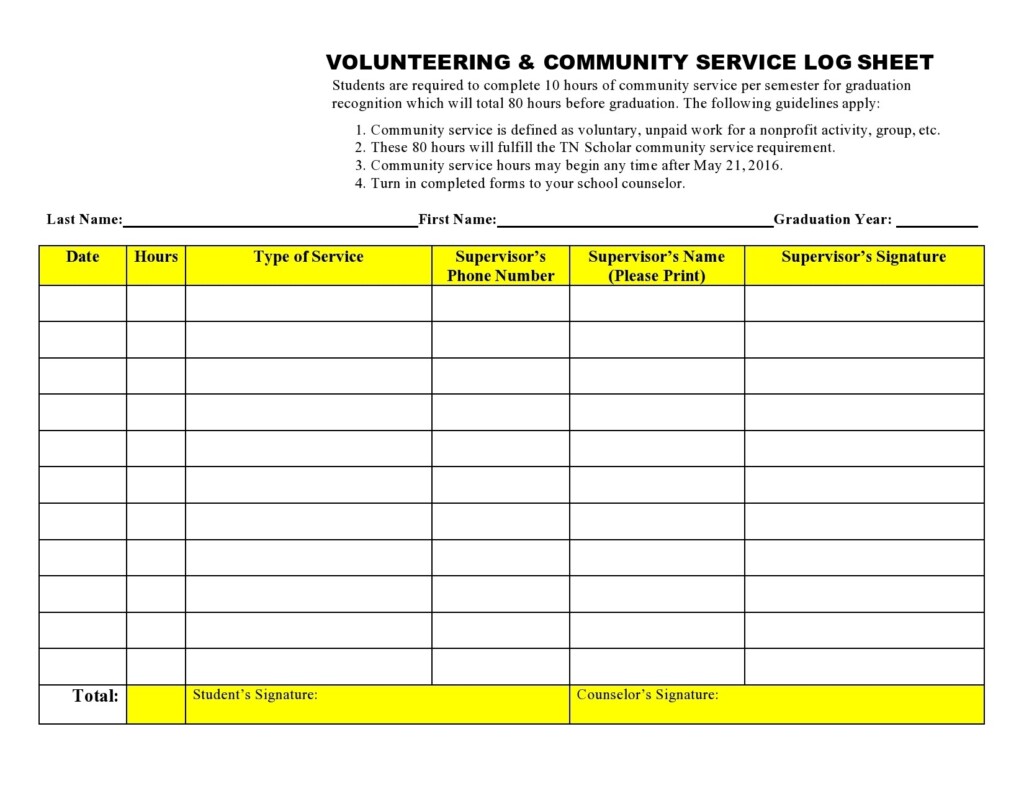 47 Blank Volunteer Hours Log Templates Excel Word 