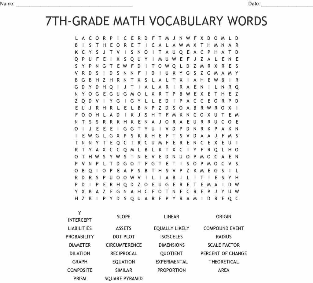 7th Grade Math Word Search Printable Word Search Maker