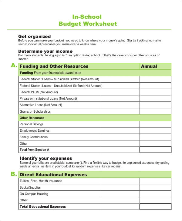 9 School Budget Templates Word PDF Excel