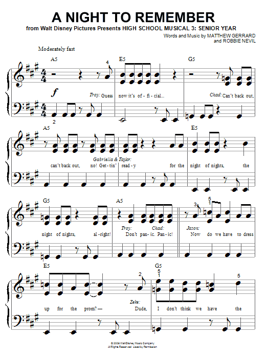 A Night To Remember By High School Musical 3 Cast Sheet Music For Big