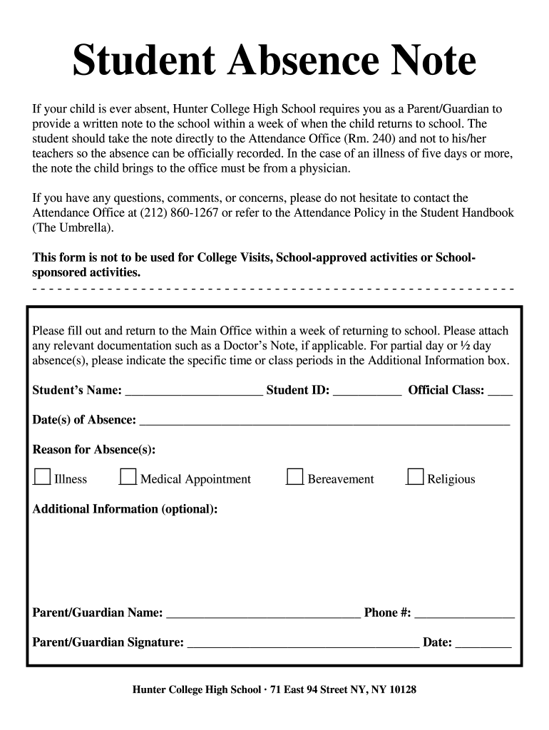 Absent Note For School Fill Online Printable Fillable Blank 