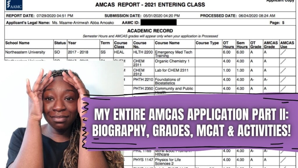 ACCEPTED TO 6 MED SCHOOLS MY ENTIRE AMCAS APPLICATION Biography 