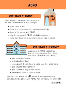 ADHD Fact Sheets For Kids By Mrs Coonrod TPT