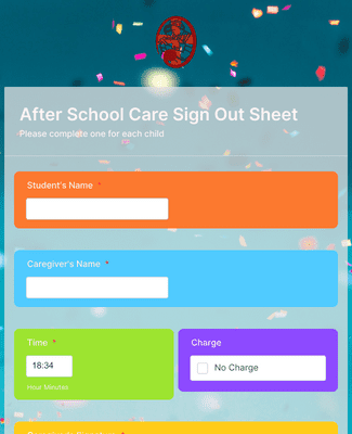After School Care Sign Out Sheet Form Template Jotform
