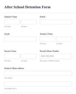 After School Detention Form Template Jotform