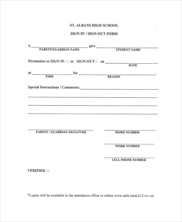 After School Sign Out Sheet Vrogue co