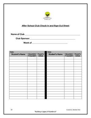 After School Sign Up Sheet Fill Online Printable Fillable Blank 
