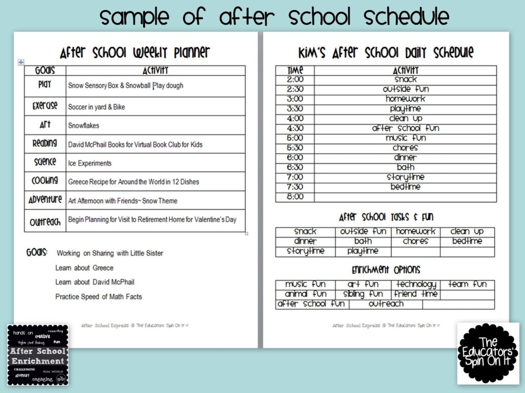 After School Weekly Planner The Educators 39 Spin On It